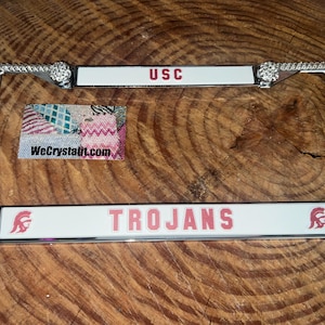 USC Trojans Sport Football Frame Crystal Sparkle Auto Bling Rhinestone  License Plate Frame with Swarovski Elements Made by WeCrystalIt