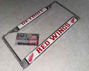 Detroit Redwings Hockey Frame Crystal Sparkle Auto Bling Rhinestone License Plate Frame with Swarovski Elements Made by WeCrystalIt