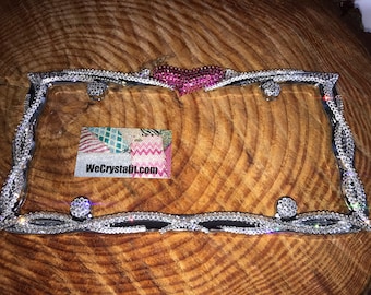 Rocker Heart Crystal Sparkle Auto Bling Rhinestone  License Plate Frame with Swarovski Elements Made by WeCrystalIt