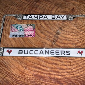 Tampa Bay Buccaneers License Crystal Sport Silver Frame Sparkle Auto Bling Rhinestone Plate Frame with Swarovski Elements Made by WeCrystali