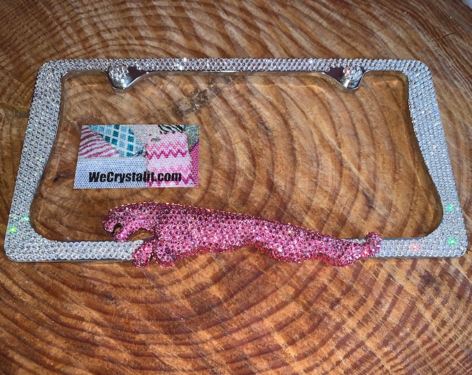 Jaguar Crystal Sparkle Auto Bling Rhinestone  License Plate Frame with Swarovski Elements Made by WeCrystalIt