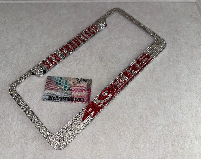 San Francisco 49ers 49 ers Crystal Sparkle Auto Bling Rhinestone License Plate Frame with Swarovski Elements Made by WeCrystalIt