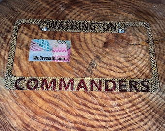 Washington Commanders Football Crystal Sparkle Auto Bling Rhinestone  License Plate Frame with Swarovski Elements Made by WeCrystalIt