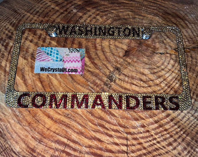 Washington Commanders Football Crystal Sparkle Auto Bling Rhinestone  License Plate Frame with Swarovski Elements Made by WeCrystalIt
