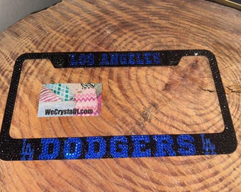 LA Los Angeles Dodgers Crystal Sparkle Auto Bling Rhinestone  License Plate Frame with Swarovski Elements Made by WeCrystalIt