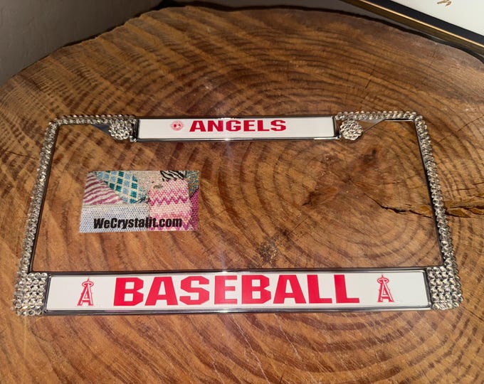 Anaheim Angels License Crystal Baseball Sport  Frame Sparkle Auto Bling Rhinestone  Plate Frame with Swarovski Elements Made by WeCrystalIt
