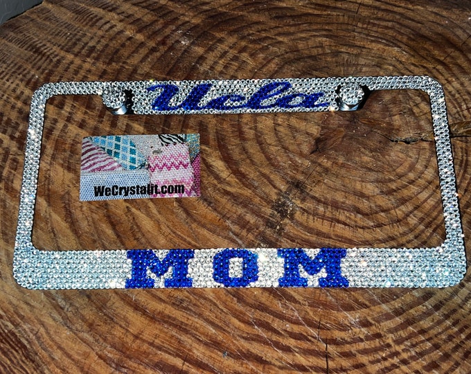 UCLA Mom Crystal Sparkle Auto Bling Rhinestone  License Plate Frame with Swarovski Elements Made by WeCrystalIt