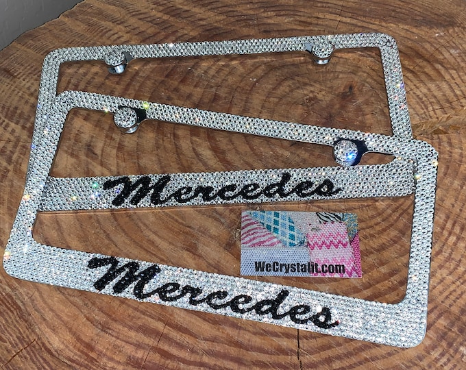 Mercedes set of 2  Crystal Sparkle Auto Bling Rhinestone  License Plate Frame with Swarovski Elements Made by WeCrystalIt