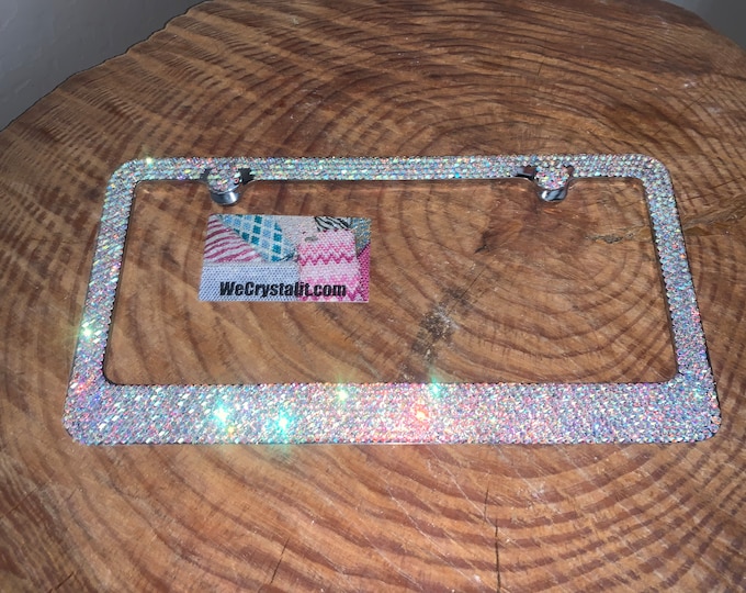 AB Crystal ( Aurora Borialis) Sparkle Auto Bling Rhinestone  License Plate Frame with Swarovski Elements Made by WeCrystalIt