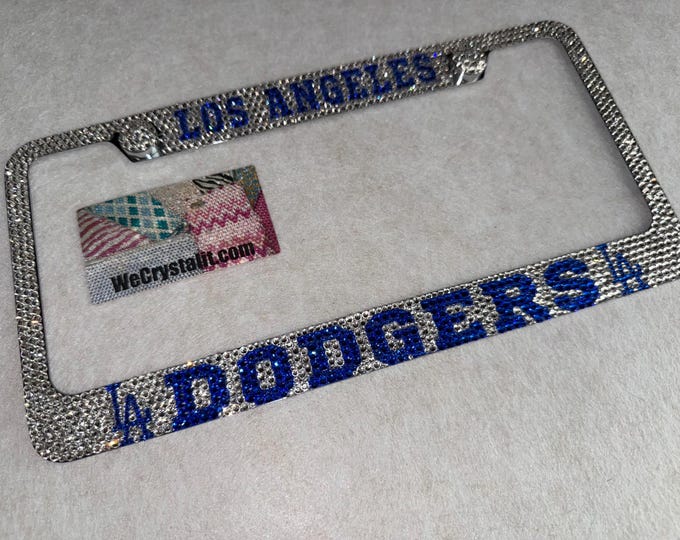 LA Dodgers Crystal Sparkle Auto Bling Rhinestone  License Plate Frame with Swarovski Elements Made by WeCrystalIt