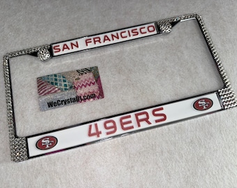 49ers 49 ers San Francisco License Crystal Sport Frame Sparkle Auto Bling Rhinestone Plate Frame with Swarovski Crystals Made by WeCrystalt