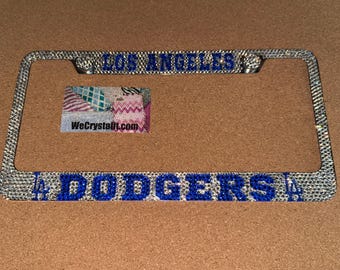 LA Dodgers Crystal Sparkle Auto Bling Rhinestone  License Plate Frame with Swarovski Elements Made by WeCrystalIt