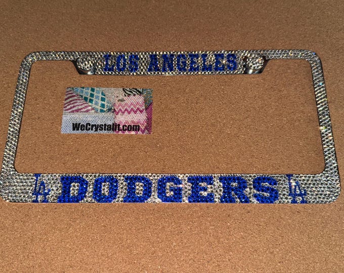 LA Dodgers Crystal Sparkle Auto Bling Rhinestone  License Plate Frame with Swarovski Elements Made by WeCrystalIt