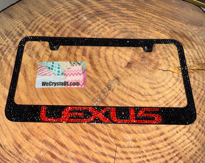 Lexus Crystal black and red Sparkle Auto Bling Rhinestone  License Plate Frame with Swarovski Elements Made by WeCrystalIt