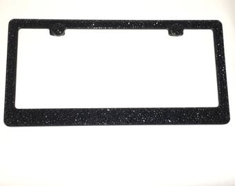 Jet Black Multiple Size Crystals on Black Frame Crystal Sparkle Auto Bling Rhinestone License Plate Frame with Swarovski Elements Made