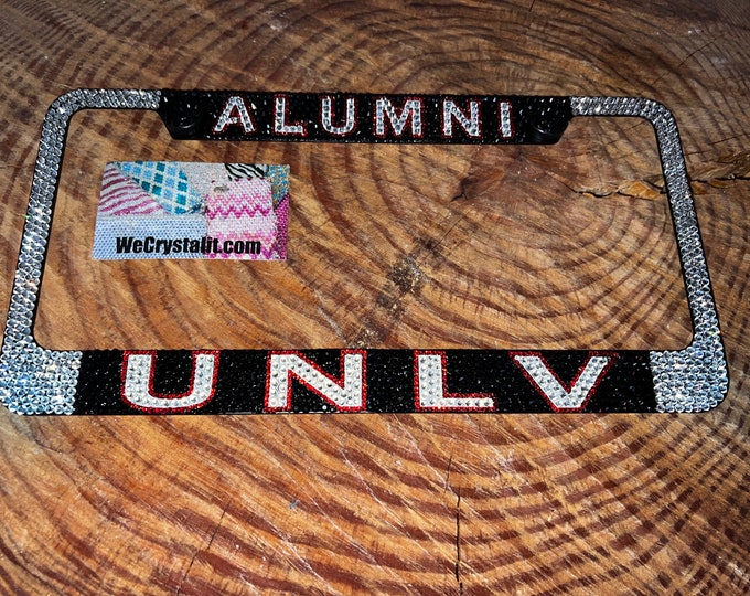 UNLV Alumni Crystal Sparkle Auto Bling Rhinestone  License Plate Frame with Swarovski Elements Made by WeCrystalIt