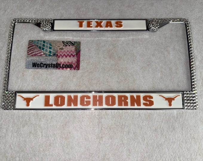 Longhorns Texas Football License Crystal Frame Sparkle Auto Bling Rhinestone Plate Frame with Swarovski Elements Made by WeCrystalIt