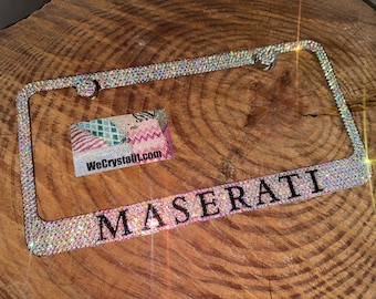 Maserati AB Crystal Sparkle Auto Bling Rhinestone  License Plate Frame with Swarovski Elements Made by WeCrystalIt