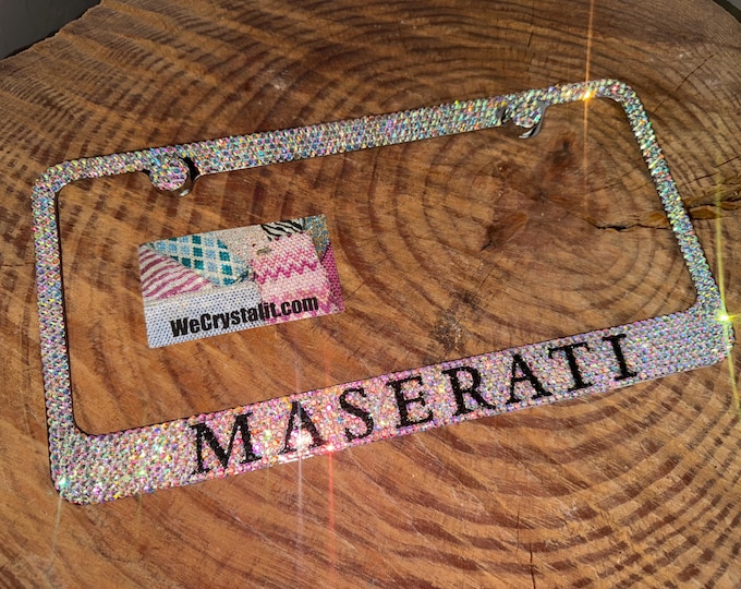 Maserati AB Crystal Sparkle Auto Bling Rhinestone  License Plate Frame with Swarovski Elements Made by WeCrystalIt