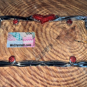 Red Rocker Heart Crystal Sparkle Auto Bling Rhinestone  License Plate Frame with Swarovski Elements Made by WeCrystalIt