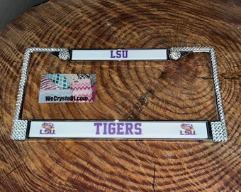 LSU Tigers Frame Sparkle Auto Bling Rhinestone Plate Frame with Swarovski Elements Made by WeCrystalit