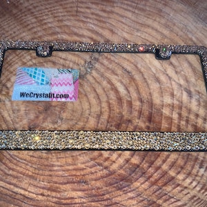 Swarovski Gold brown Crystals Bumpie Diamond on Silver Frame Crystal Sparkle Auto Bling Rhinestone  License Plate Frame Made by WeCrystalIt