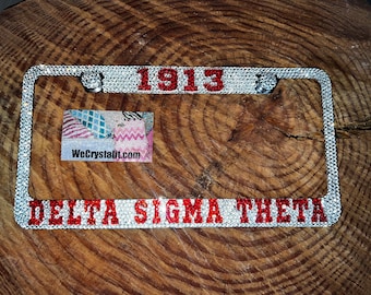 Delta Sigma Theta 1913 Crystal Sparkle Auto Bling Rhinestone  License Plate Frame with Swarovski Elements Made by WeCrystalIt