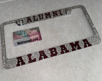 Alabama alumni BAMA Crystal Sparkle Auto Bling Rhinestone  License Plate Frame with Swarovski Elements Made by WeCrystalIt