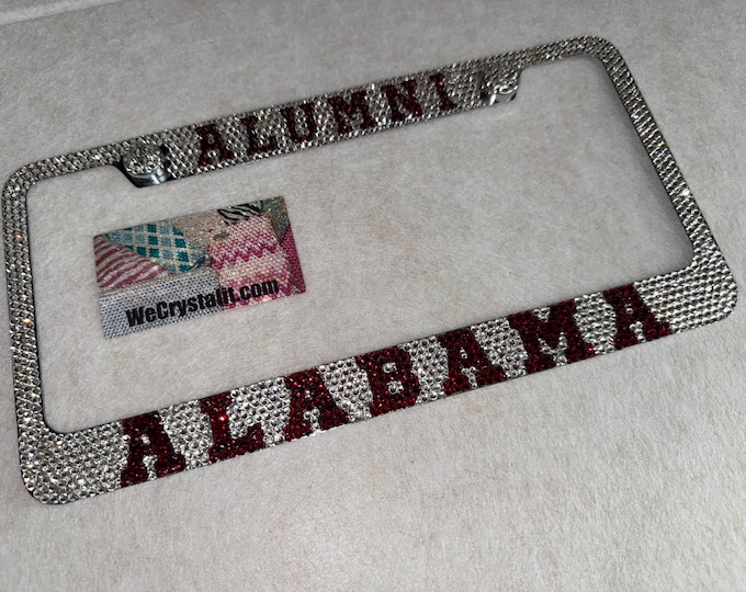 Alabama alumni BAMA Crystal Sparkle Auto Bling Rhinestone  License Plate Frame with Swarovski Elements Made by WeCrystalIt