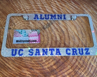Alumni Us Santa Cruz Crystal Sparkle Auto Bling Rhinestone  License Plate Frame with Swarovski Elements Made by WeCrystalIt