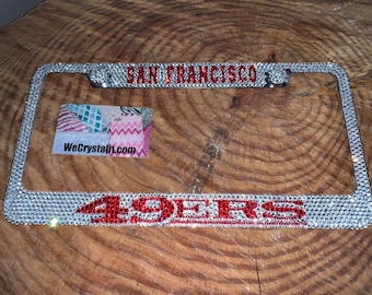 San Francisco 49ers 49 ers Crystal Sparkle Auto Bling Rhinestone License Plate Frame with Swarovski Elements Made by WeCrystalIt