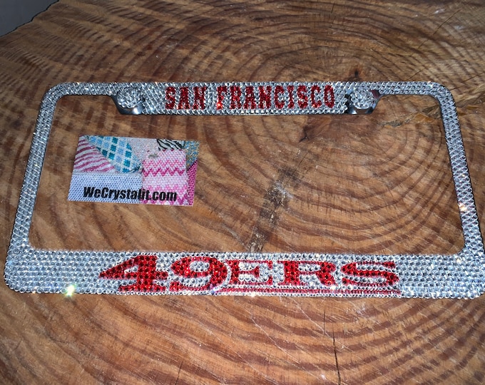 San Francisco 49ers 49 ers Crystal Sparkle Auto Bling Rhinestone License Plate Frame with Swarovski Elements Made by WeCrystalIt