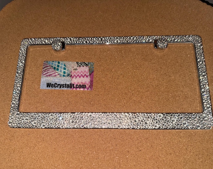 Multi Clear Crystal Bumpie Diamond on Silver Frame Crystal Sparkle Auto Bling Rhinestone License Plate Frame w Swarovski Made by WeCrystalIt