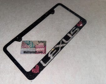 Lexus Crystal Black and Pink Sparkle Auto Bling Rhinestone  License Plate Frame with Swarovski Elements Made by WeCrystalIt