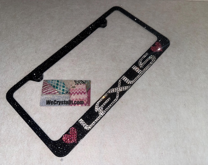Lexus Crystal Black and Pink Sparkle Auto Bling Rhinestone  License Plate Frame with Swarovski Elements Made by WeCrystalIt