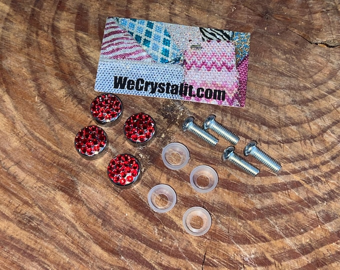 Red 4 Replacement bling Car Bolt Cover Caps for a Crystal Frame Sparkle Auto Bling Rhinestone License Plate Frame Made by WeCrystalIt