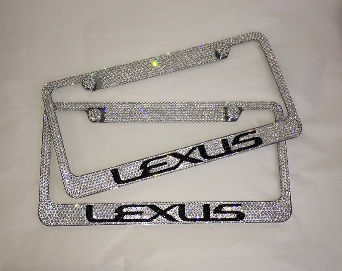 Lexus Set of 2 Crystal Sparkle Auto Bling Rhinestone  License Plate Frame with Swarovski Elements Made by WeCrystalIt