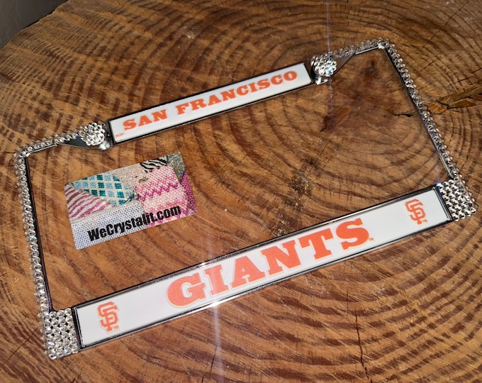 Giants San Francisco License Crystal Sport on Silver Frame Sparkle Auto Bling Rhinestone Plate Frame with Swarovski Elements