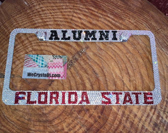 Florida State Alumni Crystal Sparkle Auto Bling Rhinestone  License Plate Frame with Swarovski Elements Made by WeCrystalIt