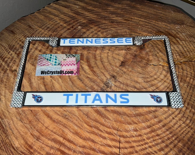 Titans AB License Crystal Tennessee Sport Silver Frame Sparkle Auto Bling Rhinestone Plate Frame with Swarovski Elements Made by WeCrystalIt