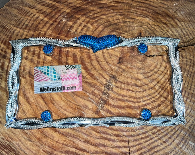 Rocker Heart Capri Crystal Sparkle Auto Bling Rhinestone  License Plate Frame with Swarovski Elements Made by WeCrystalIt