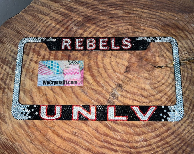 UNLV Rebels Crystal Sparkle Auto Bling Rhinestone  License Plate Frame with Swarovski Elements Made by WeCrystalIt