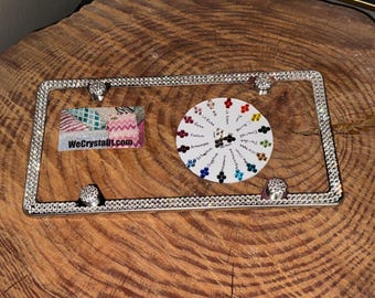 2 Row Diamond U pick 19 color Silver Frame Crystal Sparkle Auto Bling Rhinestone License Plate Frame w/ Swarovski Elemnts by WeCrystalIt