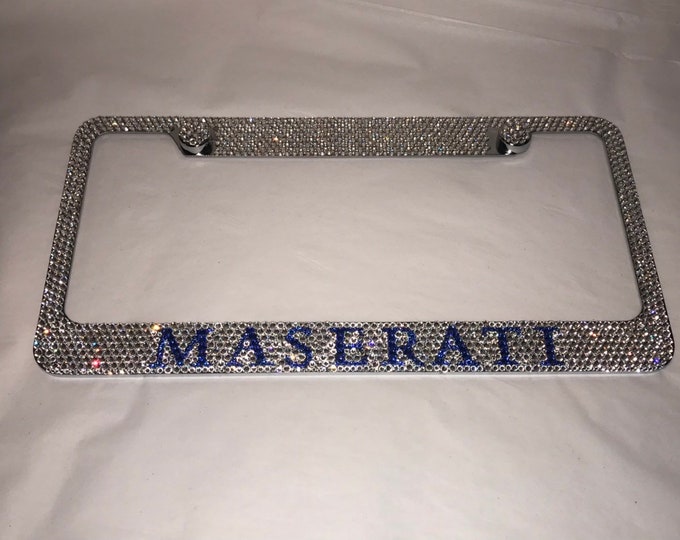 Maserati Crystal Sparkle Auto Bling Rhinestone  License Plate Frame with Swarovski Elements Made by WeCrystalIt