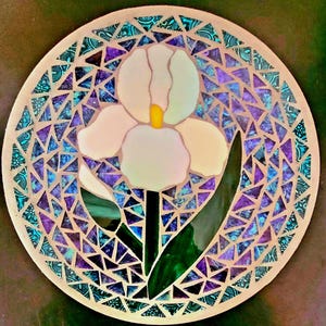 Iris mosaic garden stone