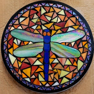 Orange Dragonfly Mosaic Stone