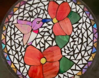 Hummingbird mosaic garden stone
