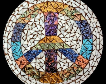 Peace Sign mosaic garden stone