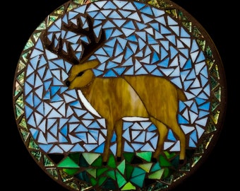 Deer mosaic garden stone