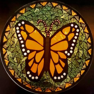 Monarch Butterfly Mosaic Garden Stone